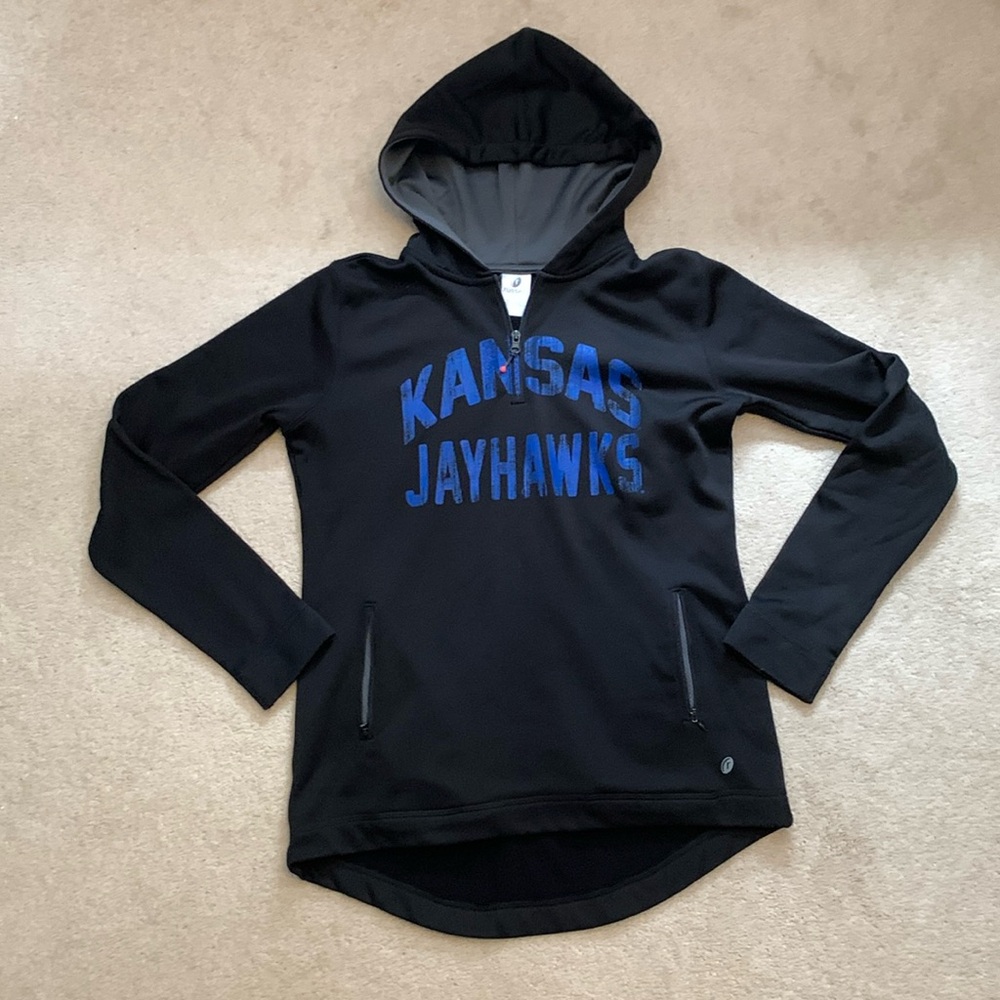 KANSAS JAYHAWKS women’s polyester/fleece lining Hoodie Zipper Pockets size L